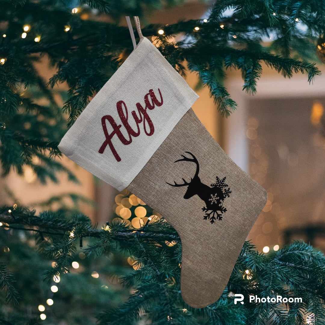 Chaussette de Noël en toile de jute