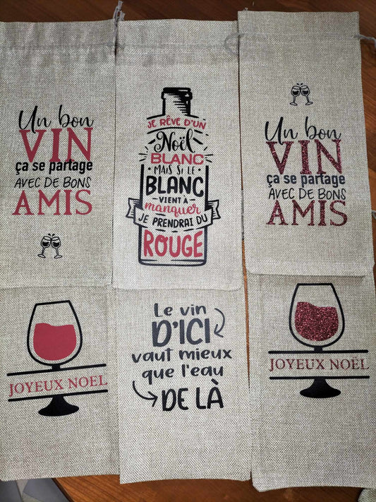 Pochon bouteille "vin rouge"