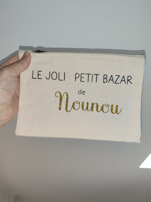 Pochette coton " le joli petit bazar de nounou"