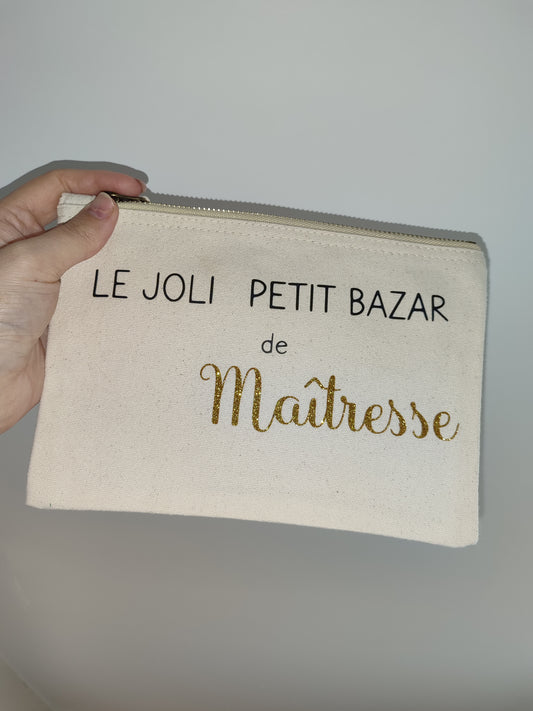 Pochette coton " le joli petit bazar de Maîtresse"