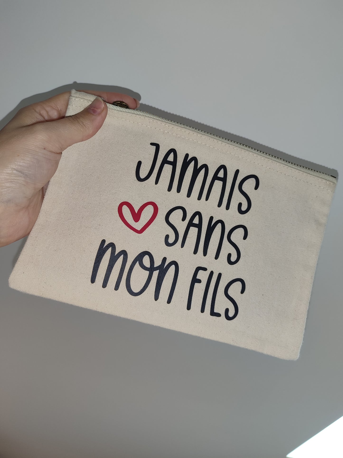 Pochette coton "jamais sans mon fils"