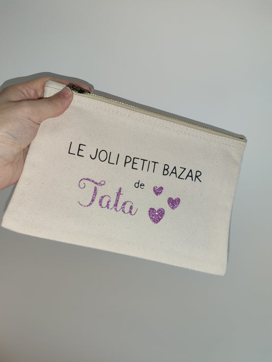 Pochette coton "le joli petit bazar de Tata"