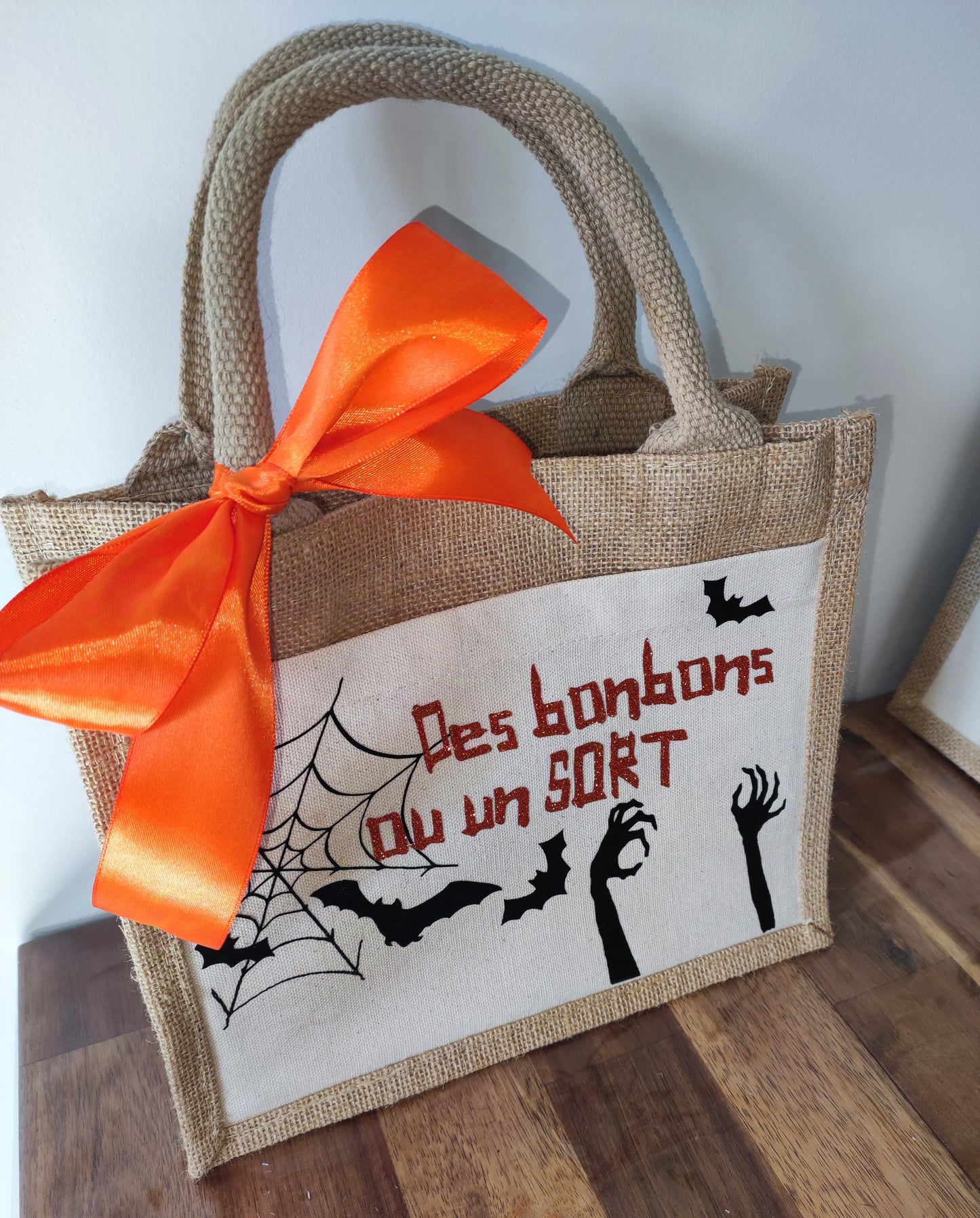 Petit Sac en toile de jute halloween