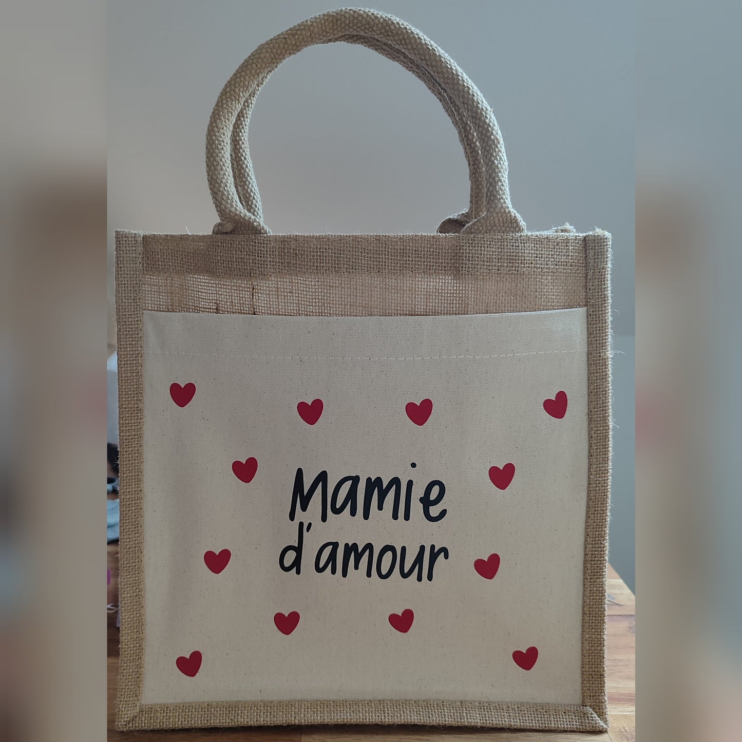 Sac en toile de jute "Mamie d'amour"