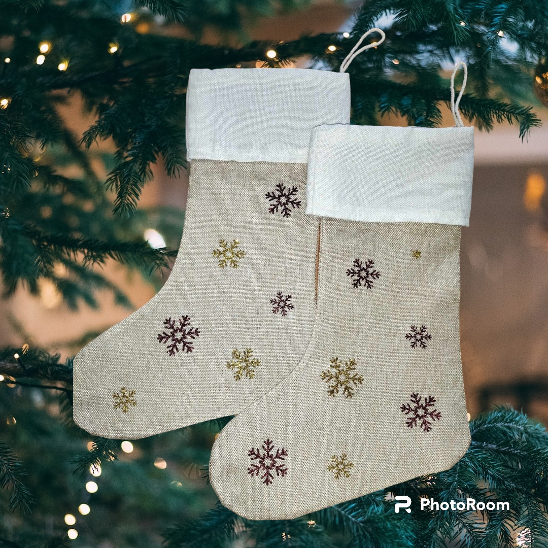 Chaussette de Noël en toile de jute