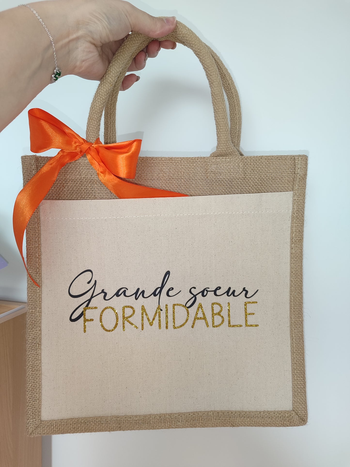 Sac en toile de jute "Grande soeur formidable"