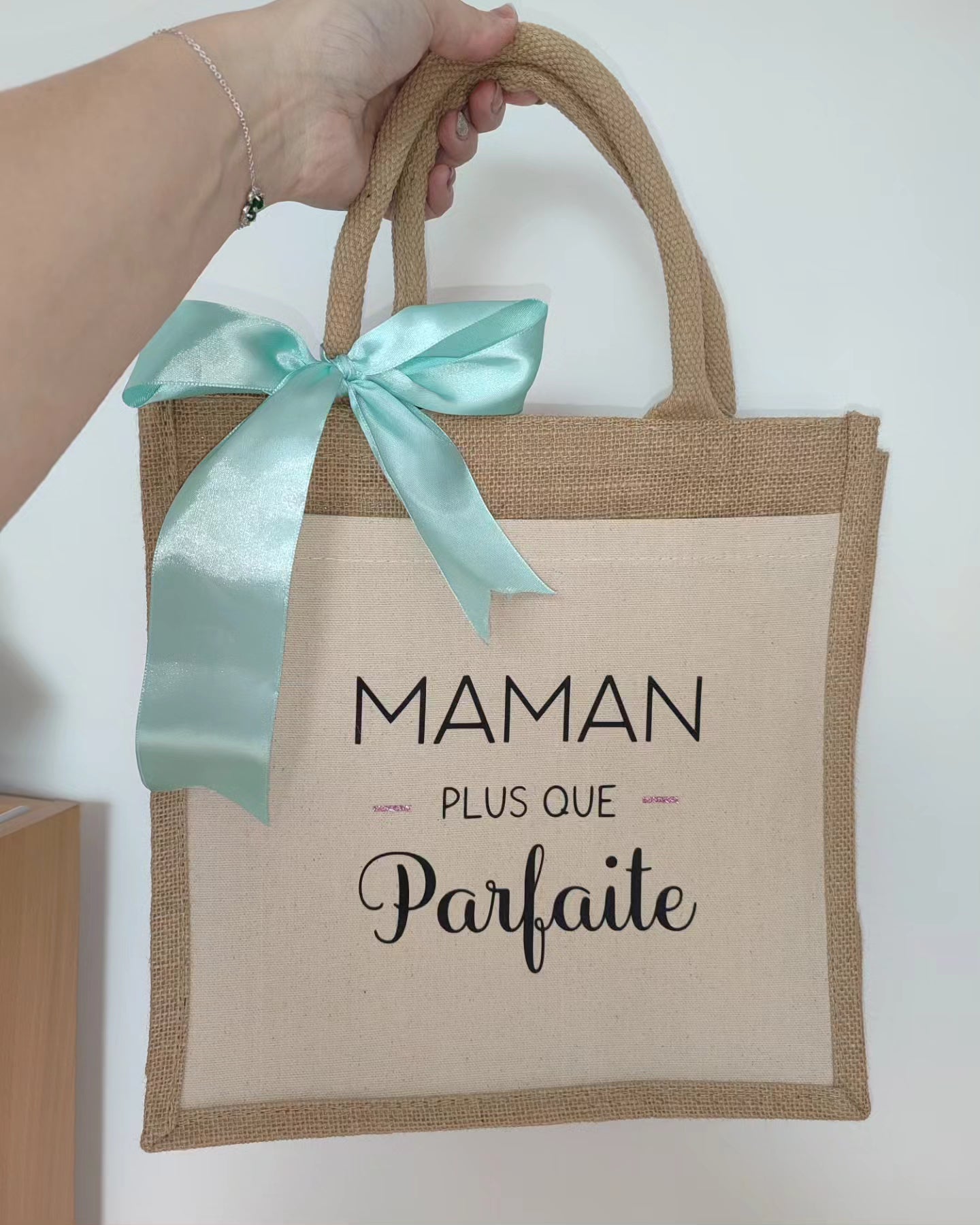 Sac en toile de jute "Maman + que parfaite"